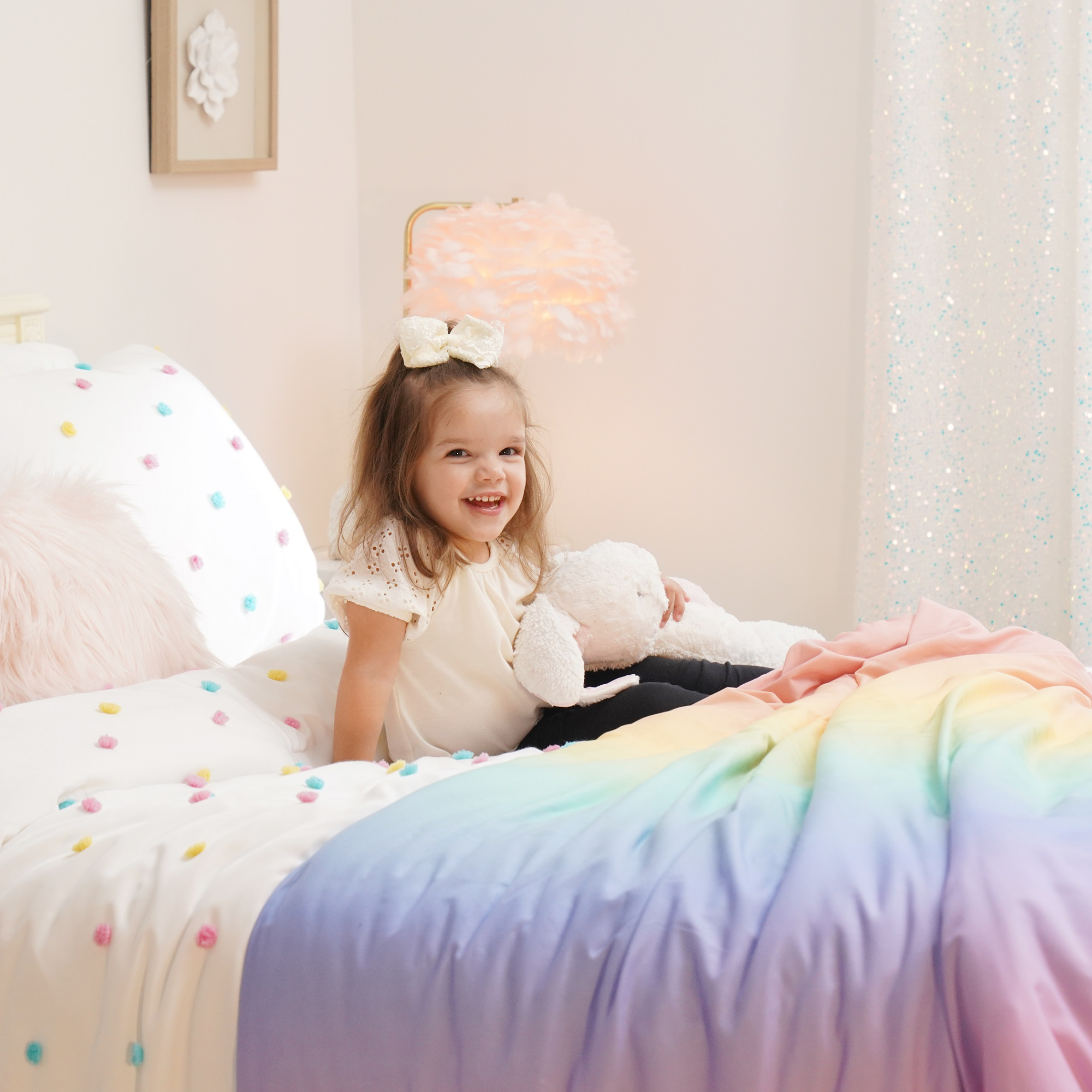 Emma Cozy Ultra Soft Rainbow Faux Fur Comforter Set –