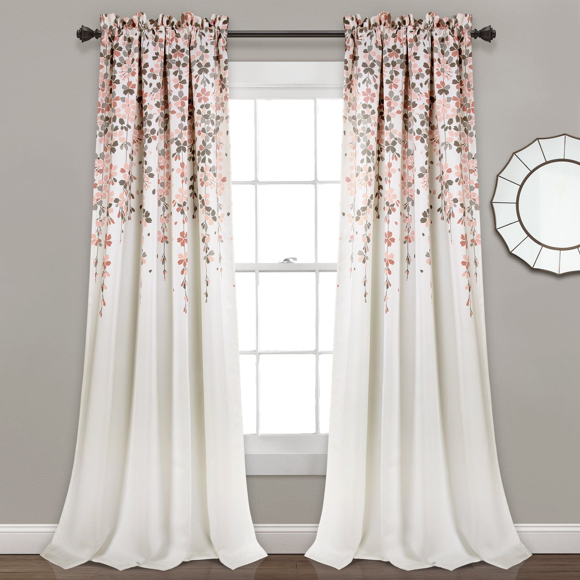 Weeping Flower Room Darkening/Light Filtering Window Curtain Pair