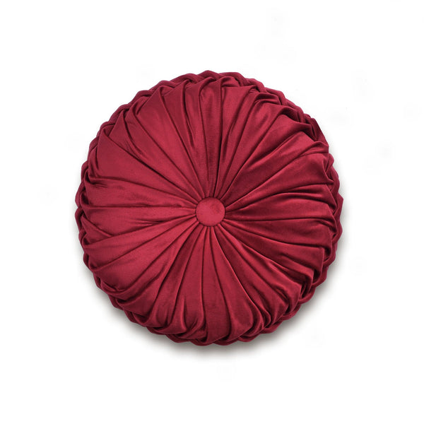 Fashion Round Cushion Velvet Fabric Soft Throw Pillow Pleated