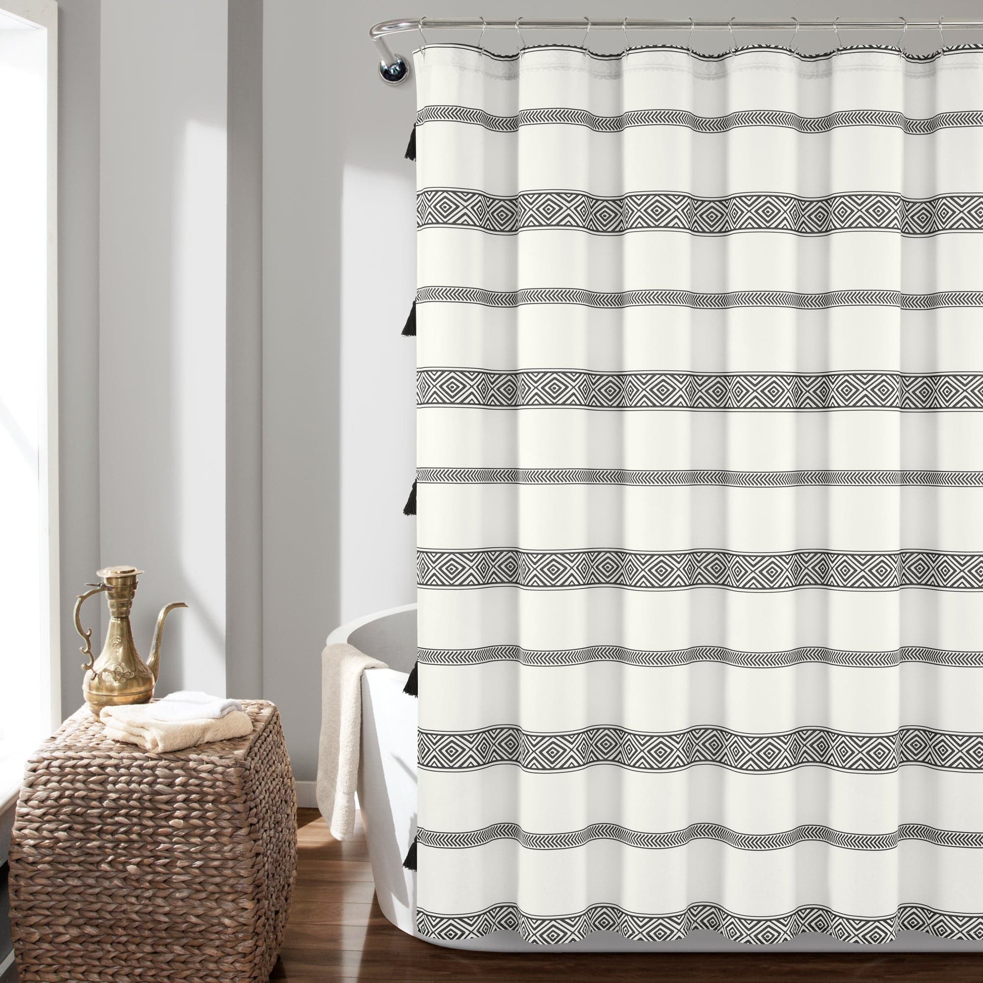 AVA KITCHEN TOWELS (3 ) OVERSIZED WHITE GRAY STRIPES 100% COTTON