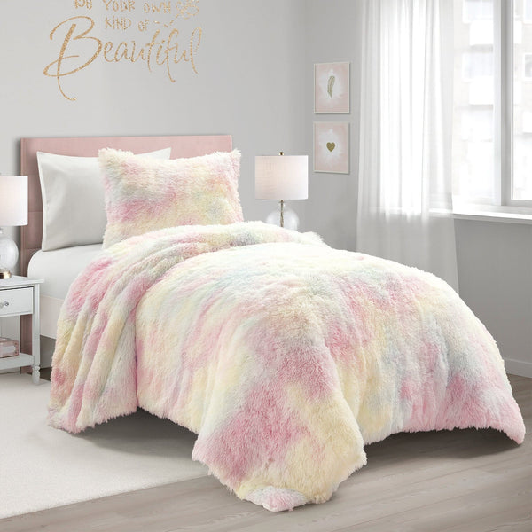 Emma Cozy Ultra Soft Two Tone Faux Fur Comforter Set, Lush Decor