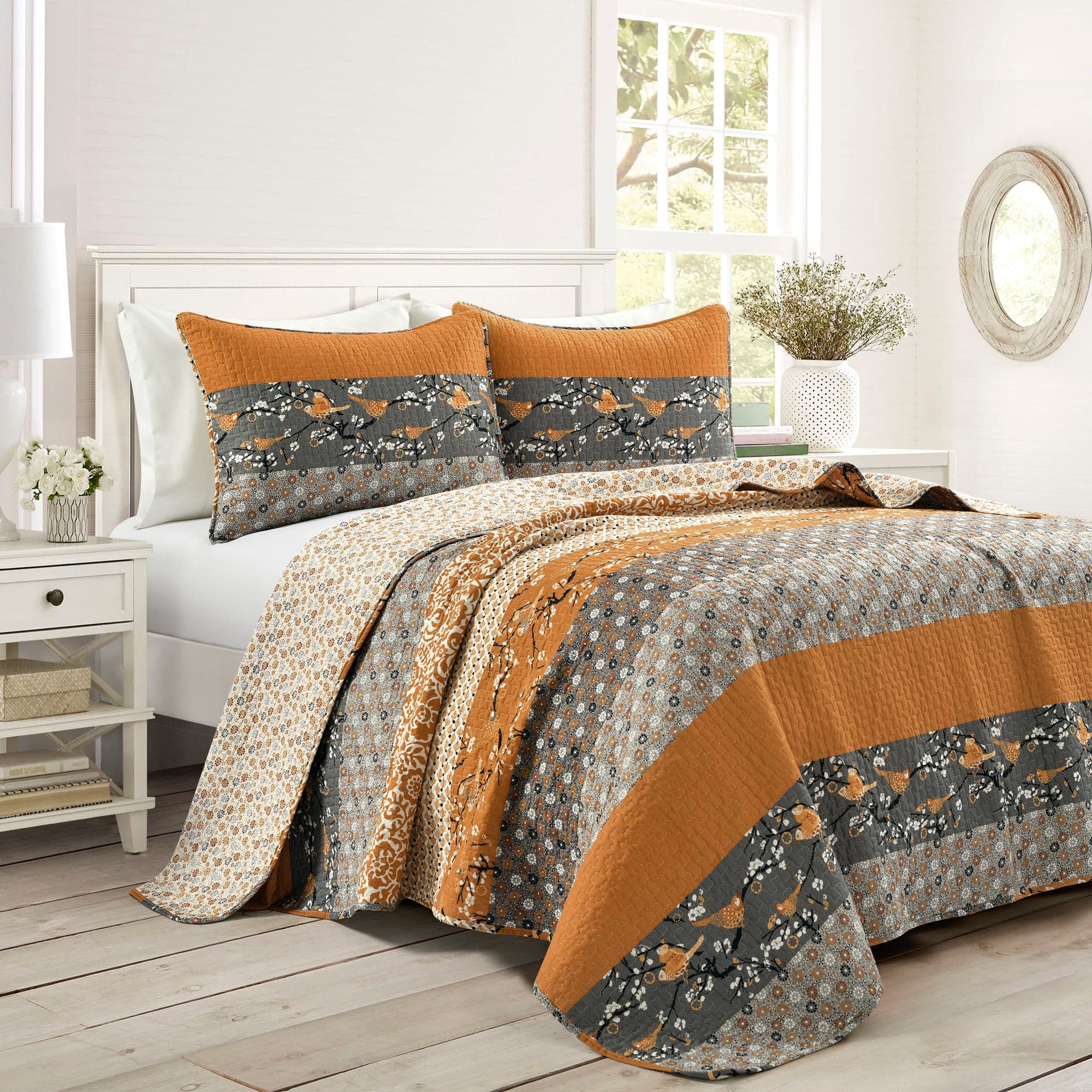 Bedding Bundle: Royal Empire Quilt + Emma Faux Fur Comforter + Ava