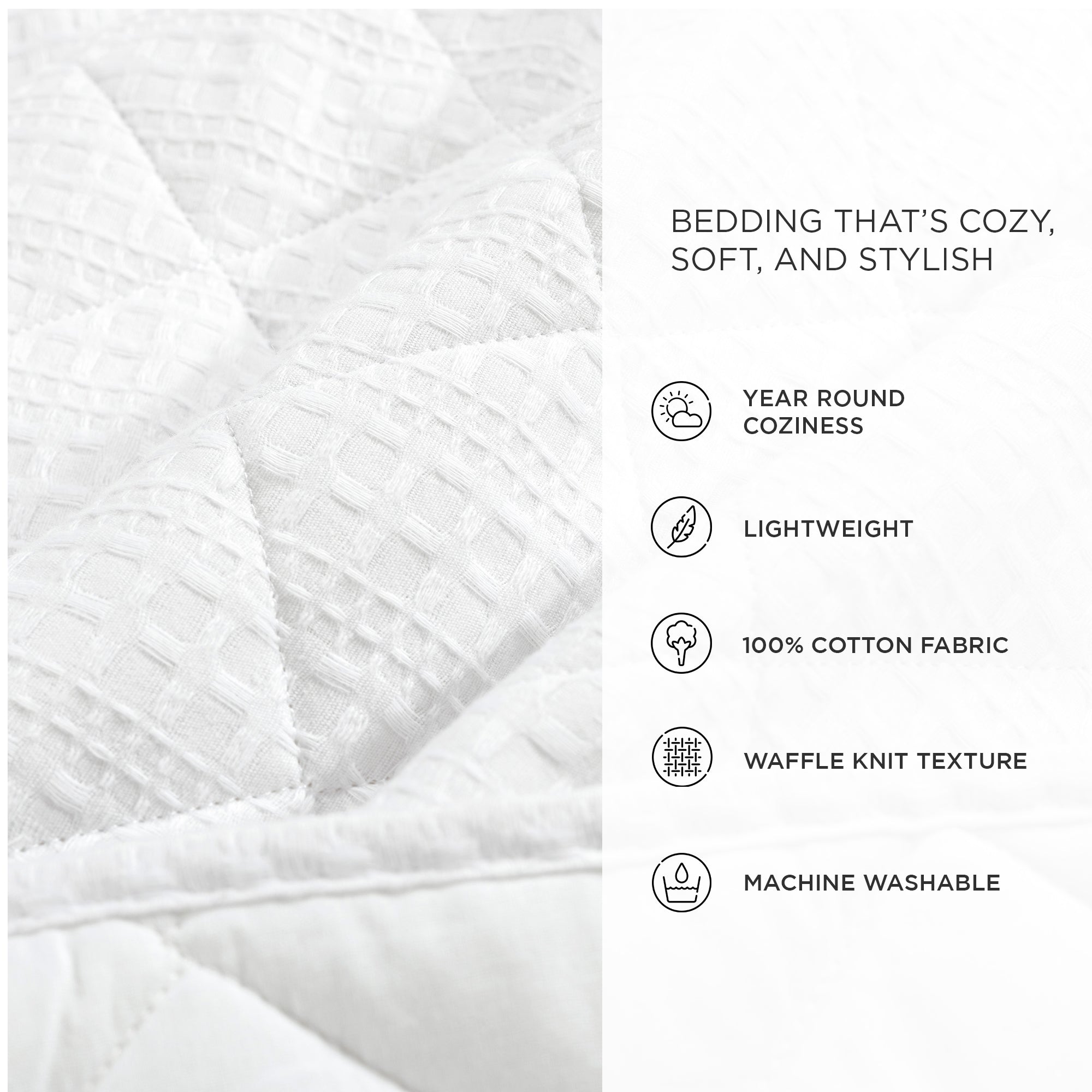 Haniya Solid Waffle Woven Cotton Textured Quilt Set