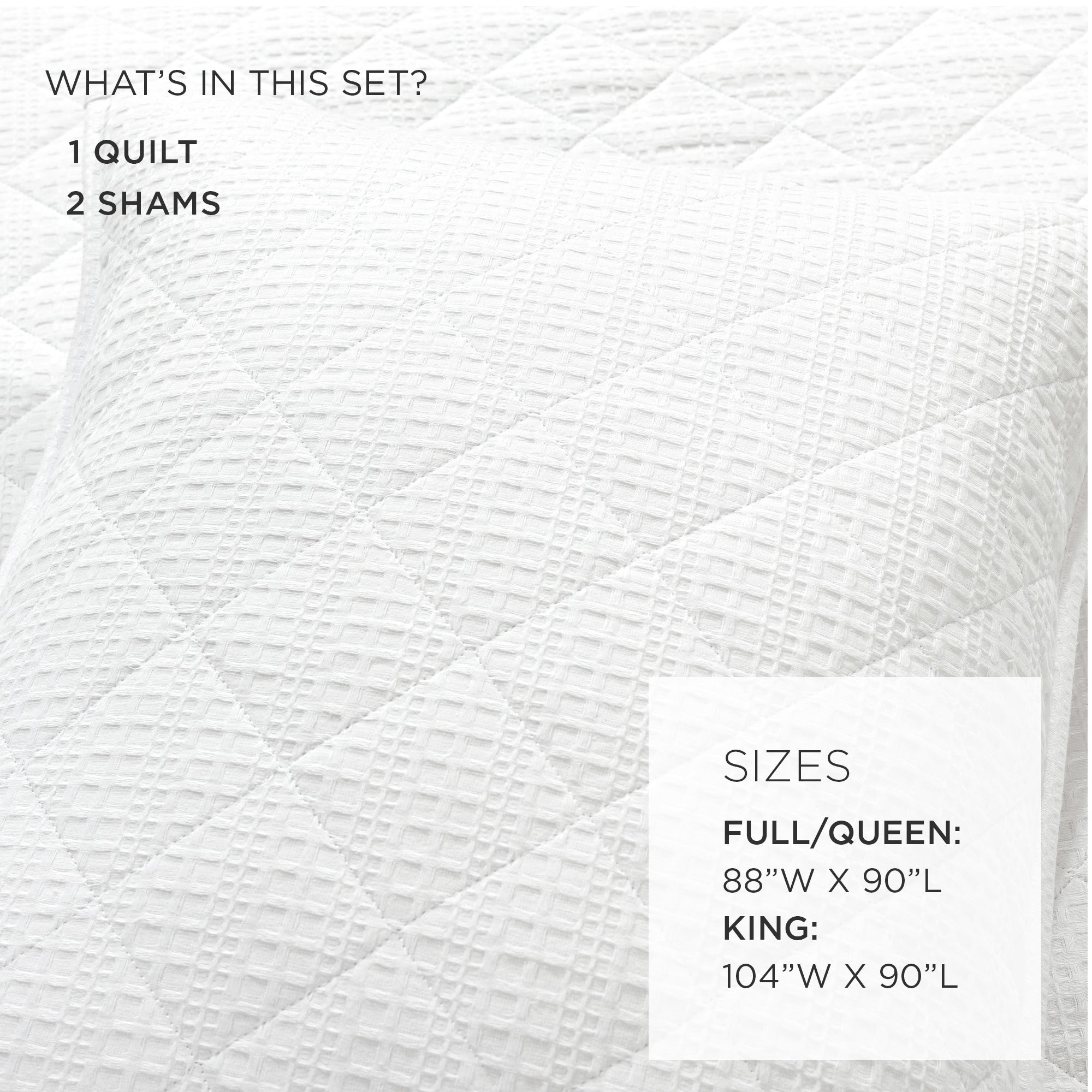 Haniya Solid Waffle Woven Cotton Textured Quilt Set