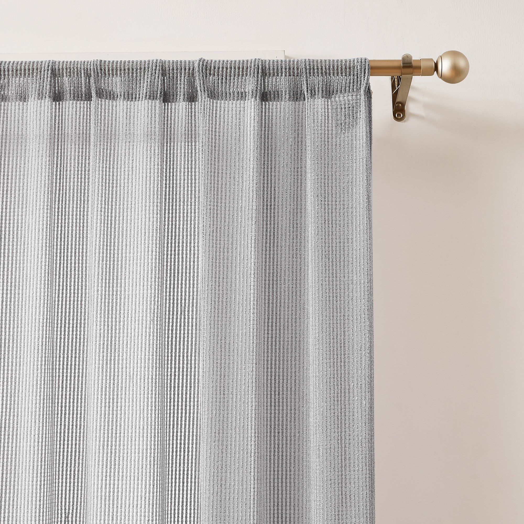 Milla Knitted Textured Sheer Window Curtain Panel Pair