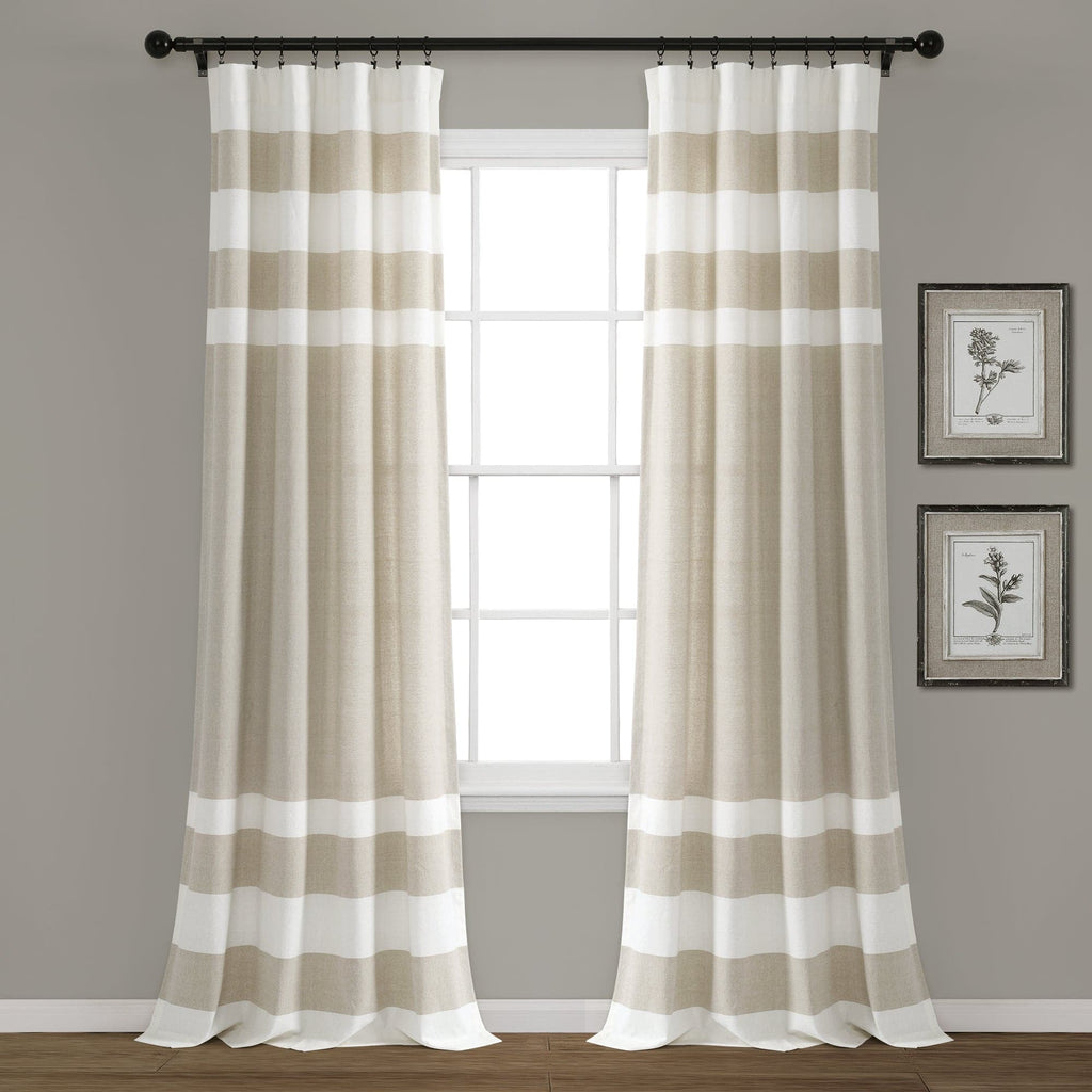 Cape Cod Stripe Yarn Dyed Cotton Window Curtain Panel Set | Lush Decor ...