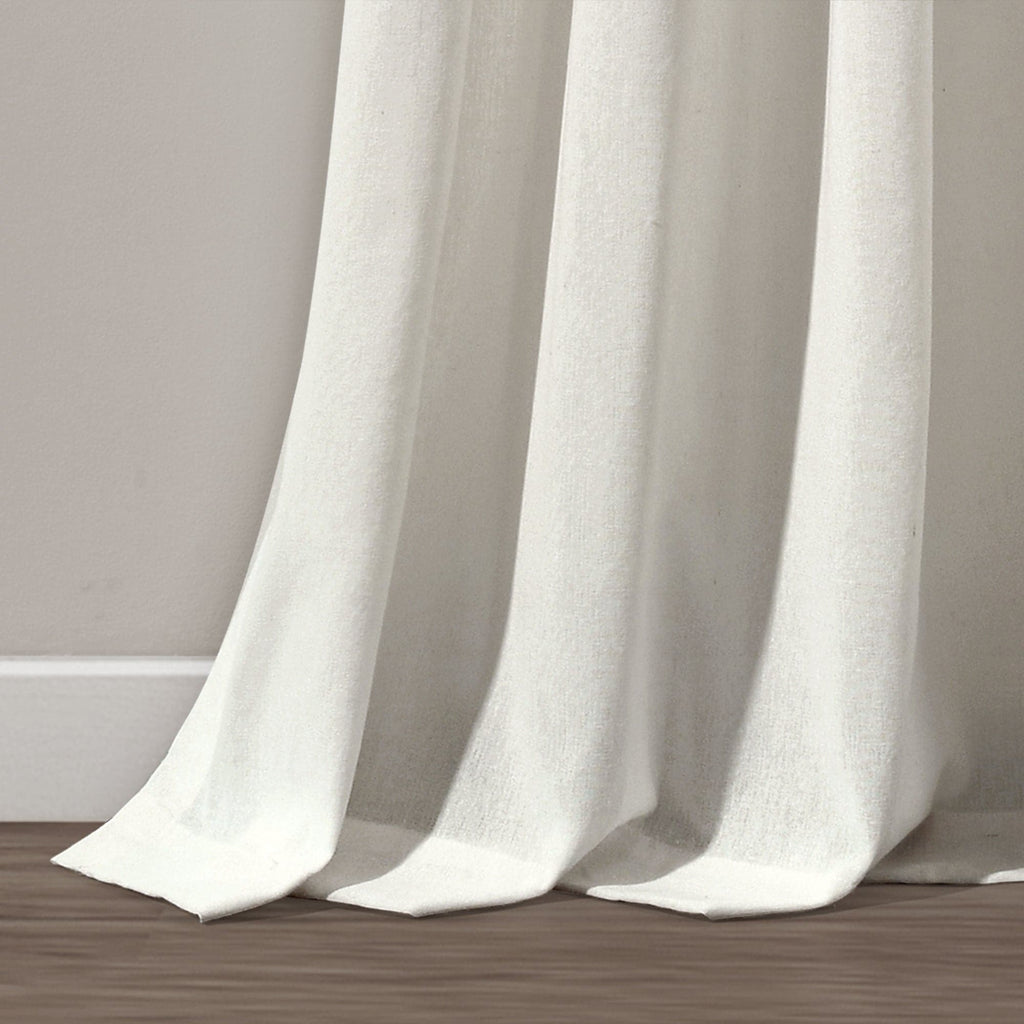 Linen Button Pinched Pleat Window Curtain Panel 