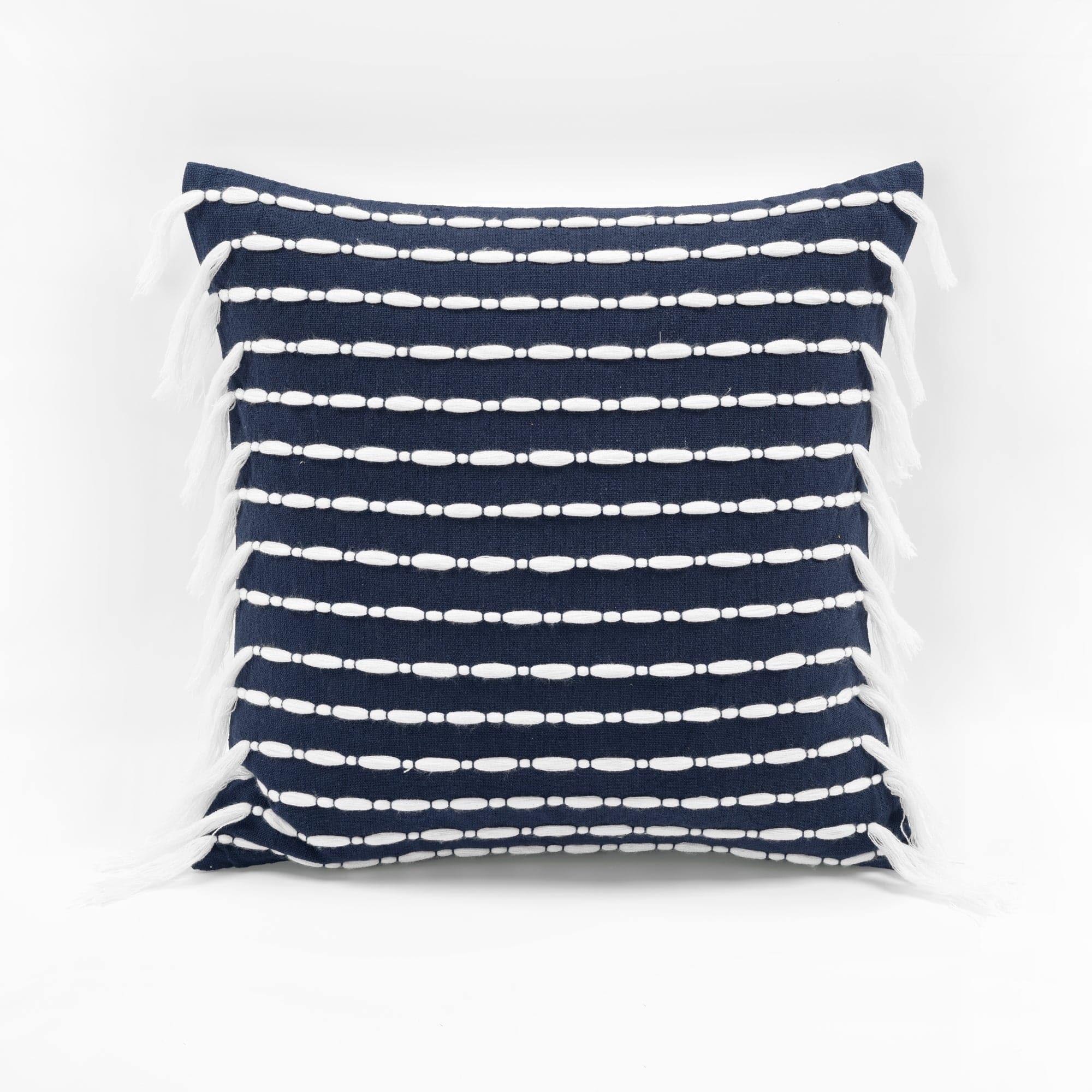 Coastal Decorative Pillows, Stripe Tassel, Taupe