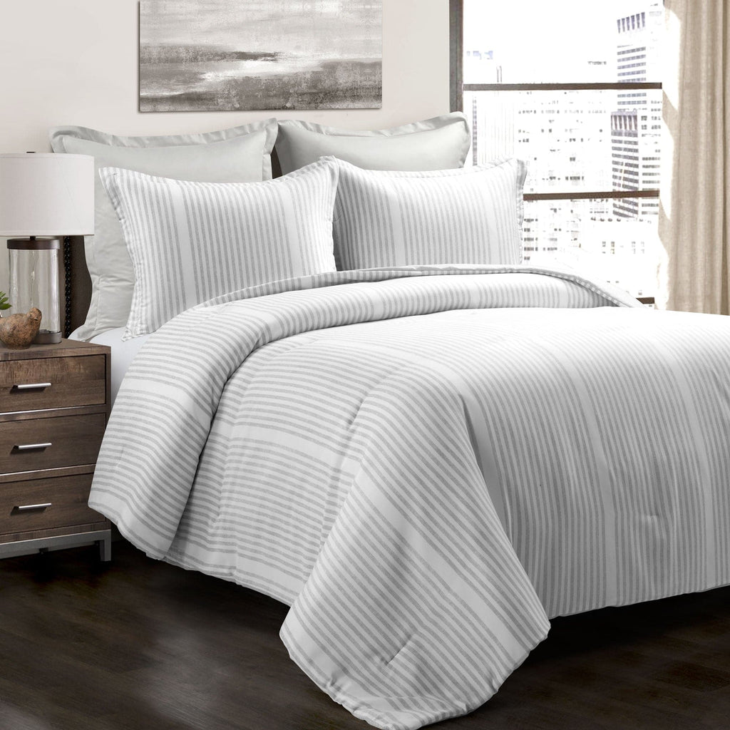 Drew Stripe Silver-Infused Antimicrobial Comforter 5 Piece Set | Lush ...