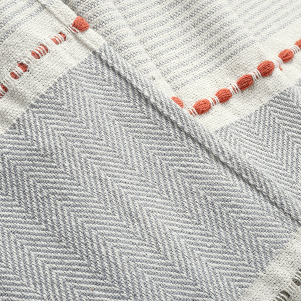 Herringbone Stripe Yarn Dyed Cotton Woven Tassel Throw Lush Decor Lushdecor 