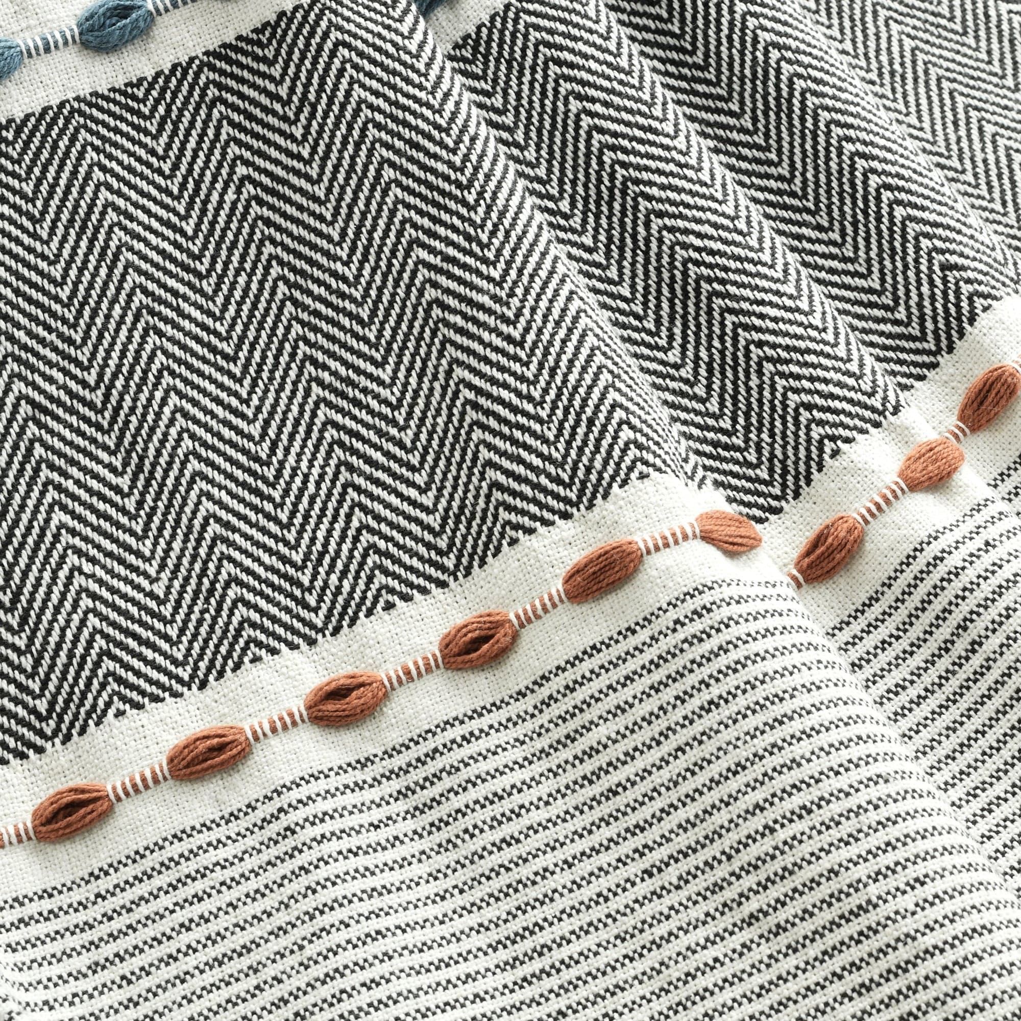 Herringbone Stripe Yarn Dyed Cotton Woven Blanket/Coverlet | Lush