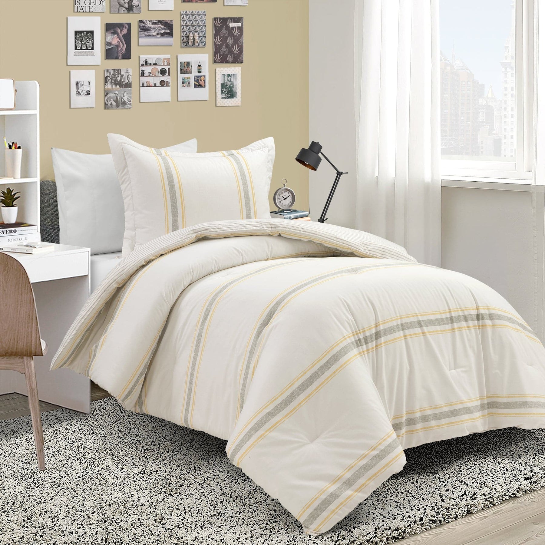 Farmhouse Stripe Cotton Reversible Comforter Set | Lush Decor | www ...