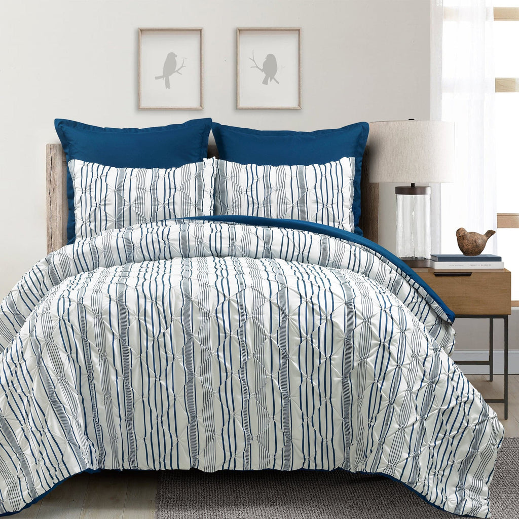 Ravello Pintuck Stripe 5 Piece Comforter Set | Lush Decor | www ...