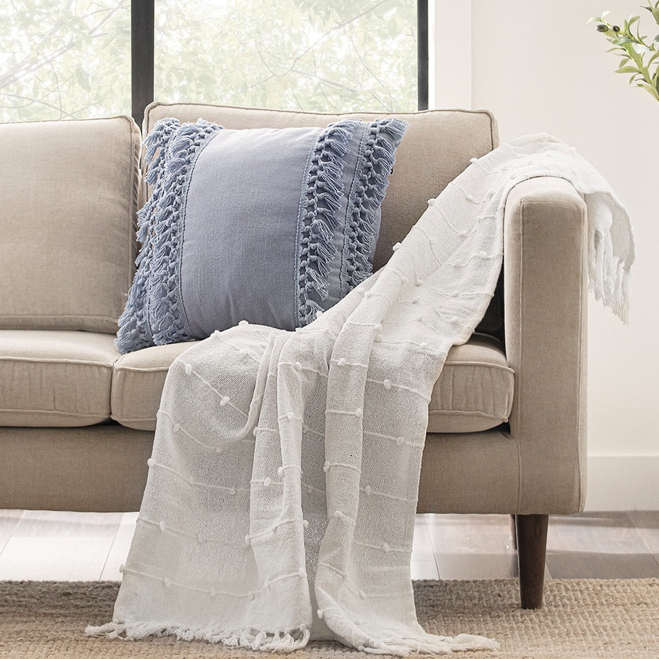 White discount tassel pillows